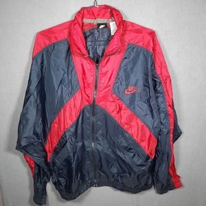 Vintage 90s Medium Nike Jacket Windbreaker Red/Maroon and Black Rare Nylon
